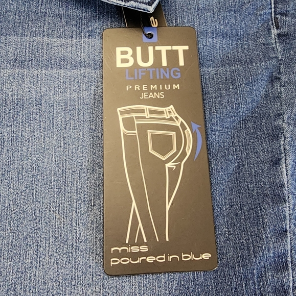 Miss Poured In Blue High Waist Butt Lifter Capri Jean Size 14 - Picture 5 of 5